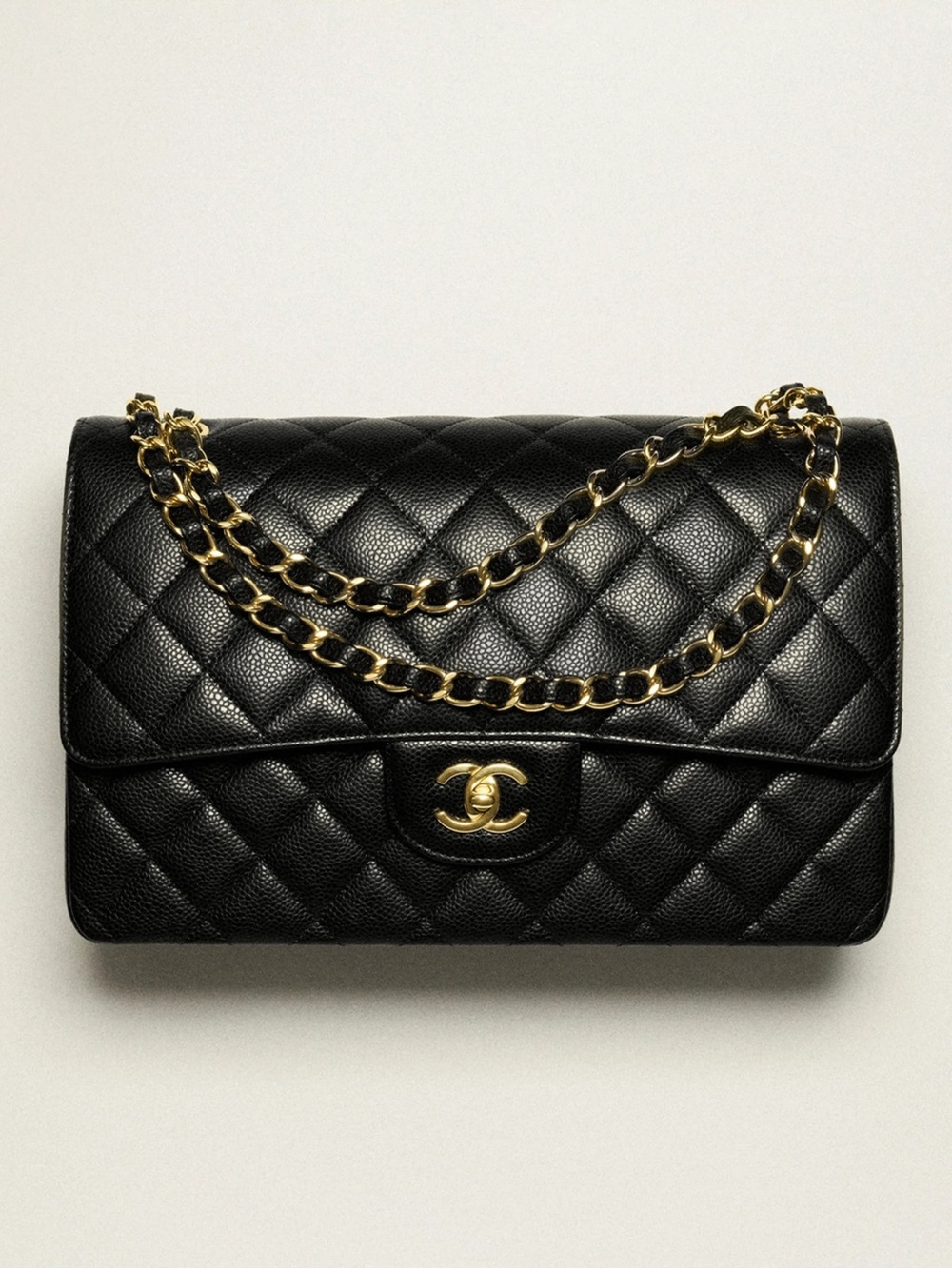 BRAND NEW CHANEL Jumbo Classic Flap Bag - Black Caviar with Gold Hardware